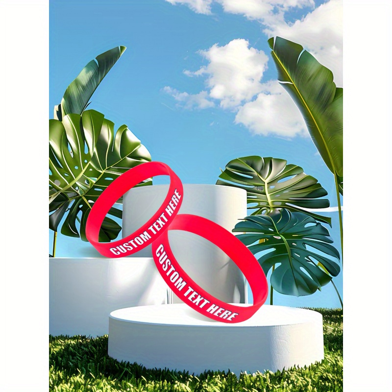 65pcs Custom Silicone Wristbands, Personalized Text